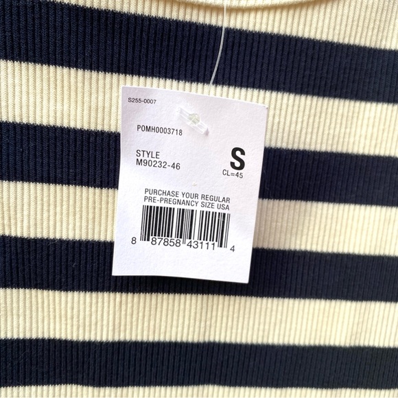 MOTHERHOOD MATERNITY TANK RIB KNIT DRESS FITTED BODYCON BLACK WHITE STRIPE - Picture 8 of 11